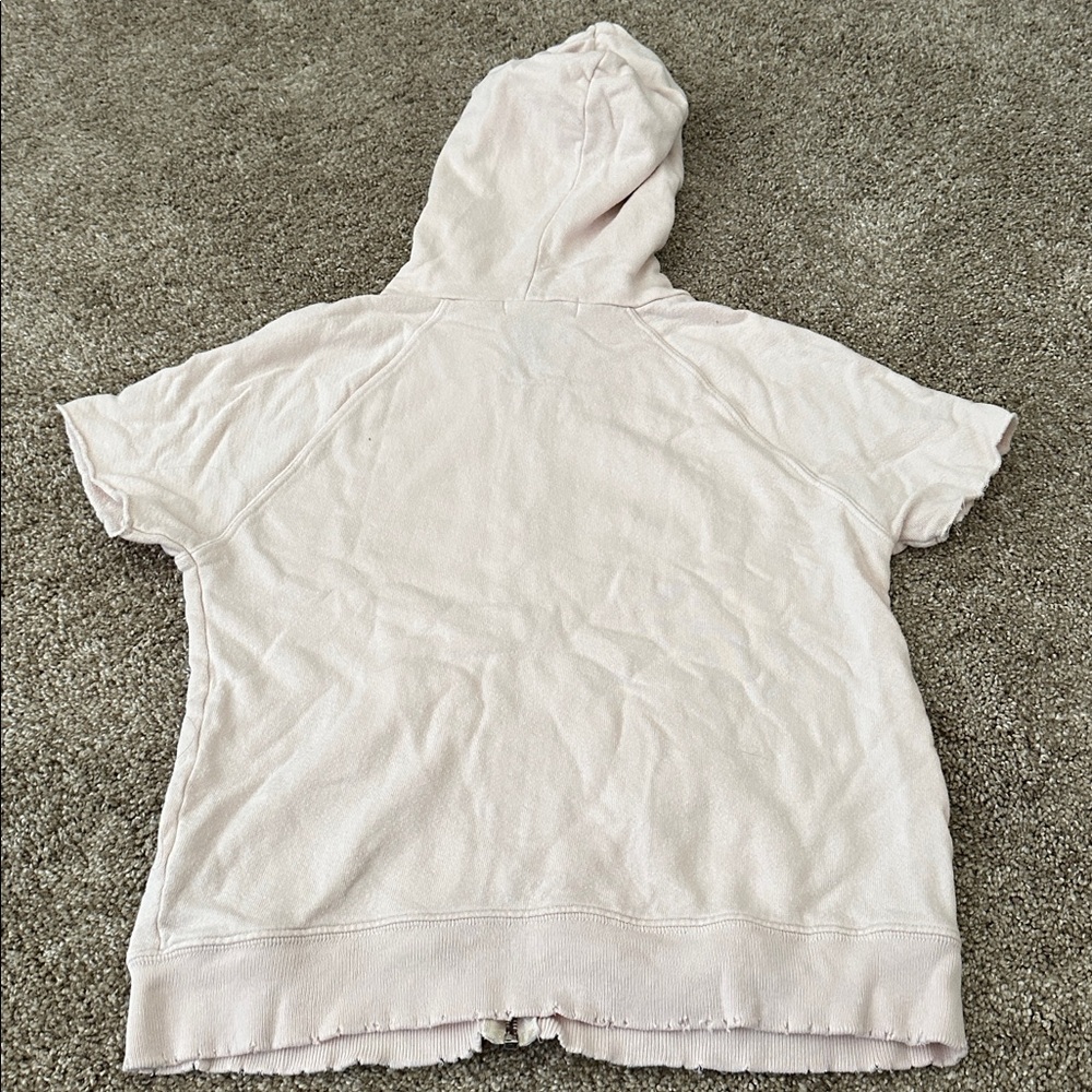 Light Pink Short Sleeve Zip Hoodie - Picture 5 of 13